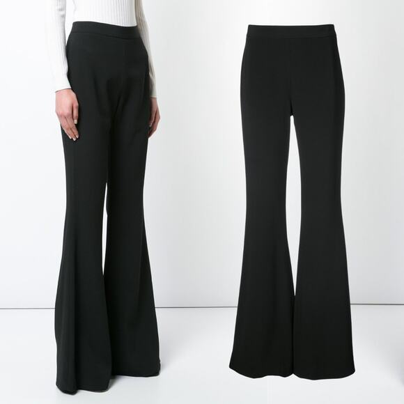Brandon Maxwell Trousers Flare Leg Black Tuxedo High Rise Dress Pants Size 12 - Picture 1 of 9